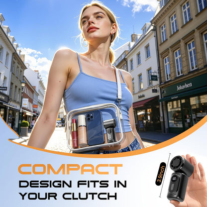 Portable Clip-On Mini Fan 180° Rotating 3000mAh 5-speed | Handheld Mini Fan with LED Display, 14500 RPM Rechargeable Stroller Fan for Travel, Camping, Game day & Office