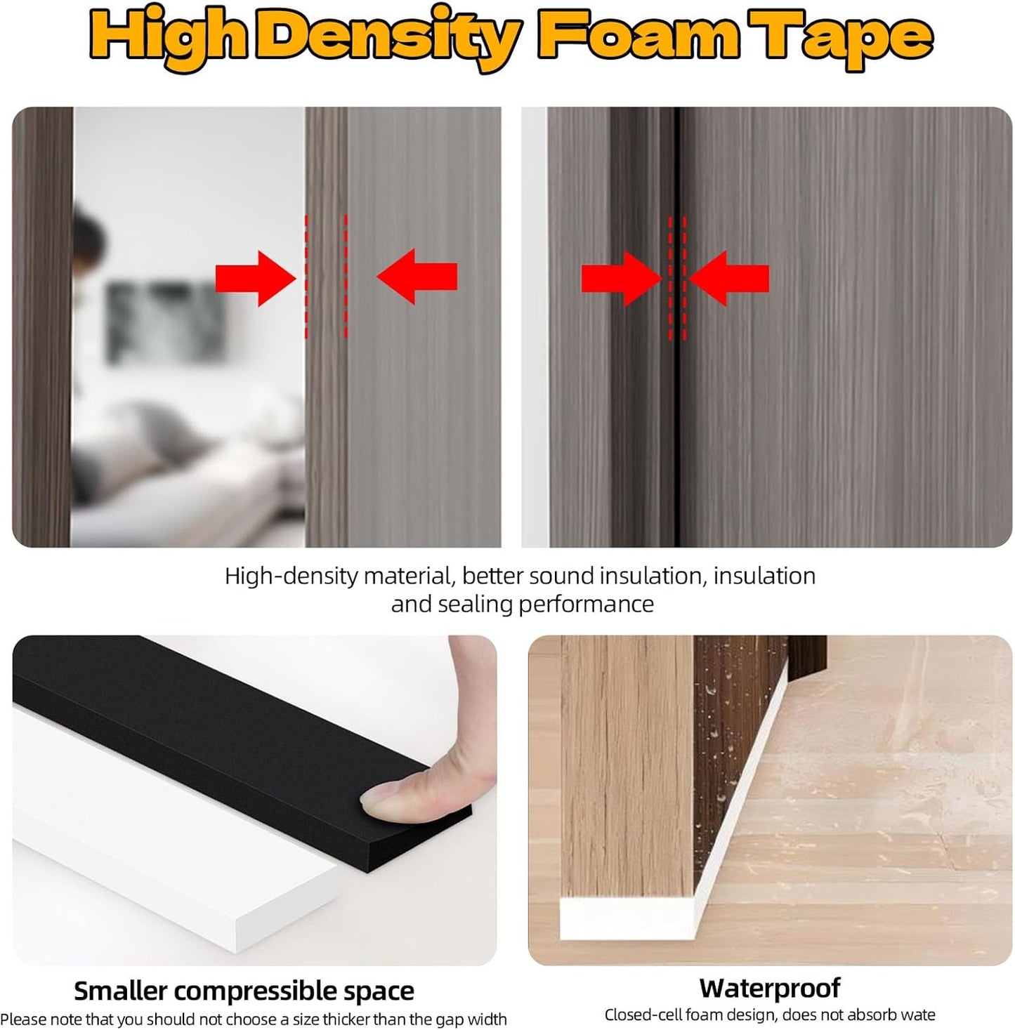 Foam Weather Stripping Door Seal,1 Inch W x 1/17 Inch T x 33 Feet White Window Sealing Tape，Single-Sided Self-Adhesive Insulation Sealing Strip