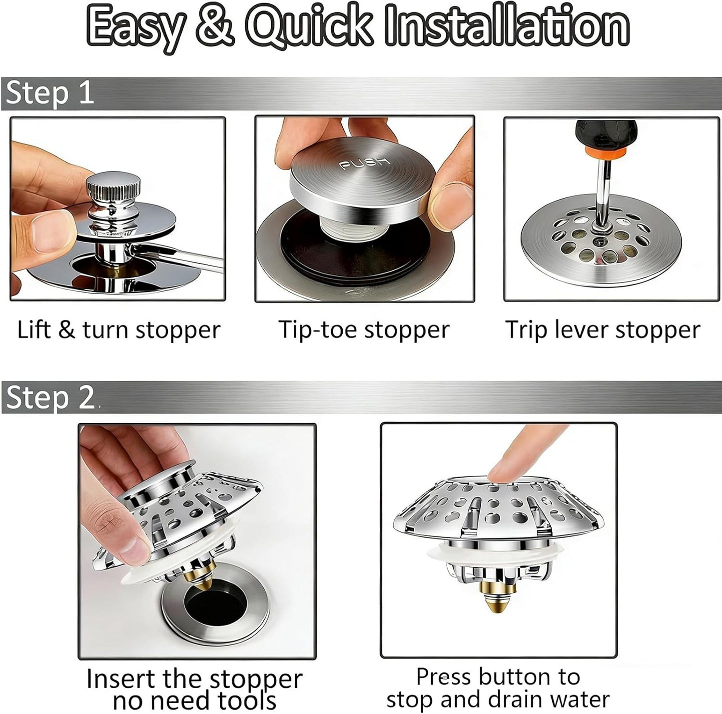 AzWzz Bathroom Sink Stopper,Sink Hair Catcher,Bathroom Sink Drain Strainer Pop Up Drain Cover Plug,Universal for 1.1 to 1.65in Sink Drain Hole