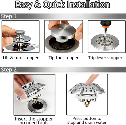 AzWzz Bathroom Sink Stopper,Sink Hair Catcher,Bathroom Sink Drain Strainer Pop Up Drain Cover Plug,Universal for 1.1 to 1.65in Sink Drain Hole