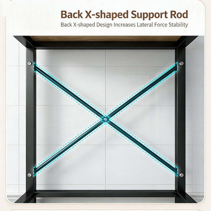 Over The Washer Storage Shelf – Space-Saving Laundry Room Organizer, Sturdy Bathroom Storage Rack for Essentials(Black,Two Layers)