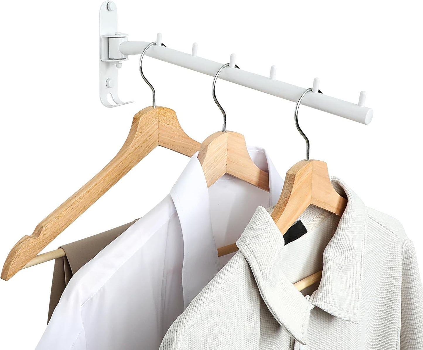 Mooche Swing Clothes Hanger Rack, Garment Racks Folding Clothes Bar Wall Mounted, 180°Rotation Laundry Drying Rack 304 Stainless Steel Space Saving for Laundry Room Bedroom Balcony, 9.45" Long
