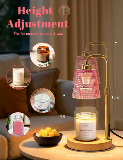 Candle Warmer Lamp with Timer Dimmable, Wax Warmer for Scented Jar Candles, Adjustable Height Candle Lamp for Home Decor, Birthday Gifts for Women Mom House Warming Gifts, Matte Black