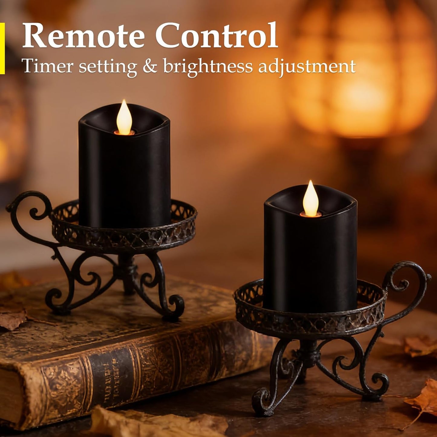 3"x4" Flickering Flameless Battery Candles with Timer, White Realistic LED Pillar Candles, Set of 2 Large Remote-Operated Candles for Home Indoor/Outdoor & Holiday Decor