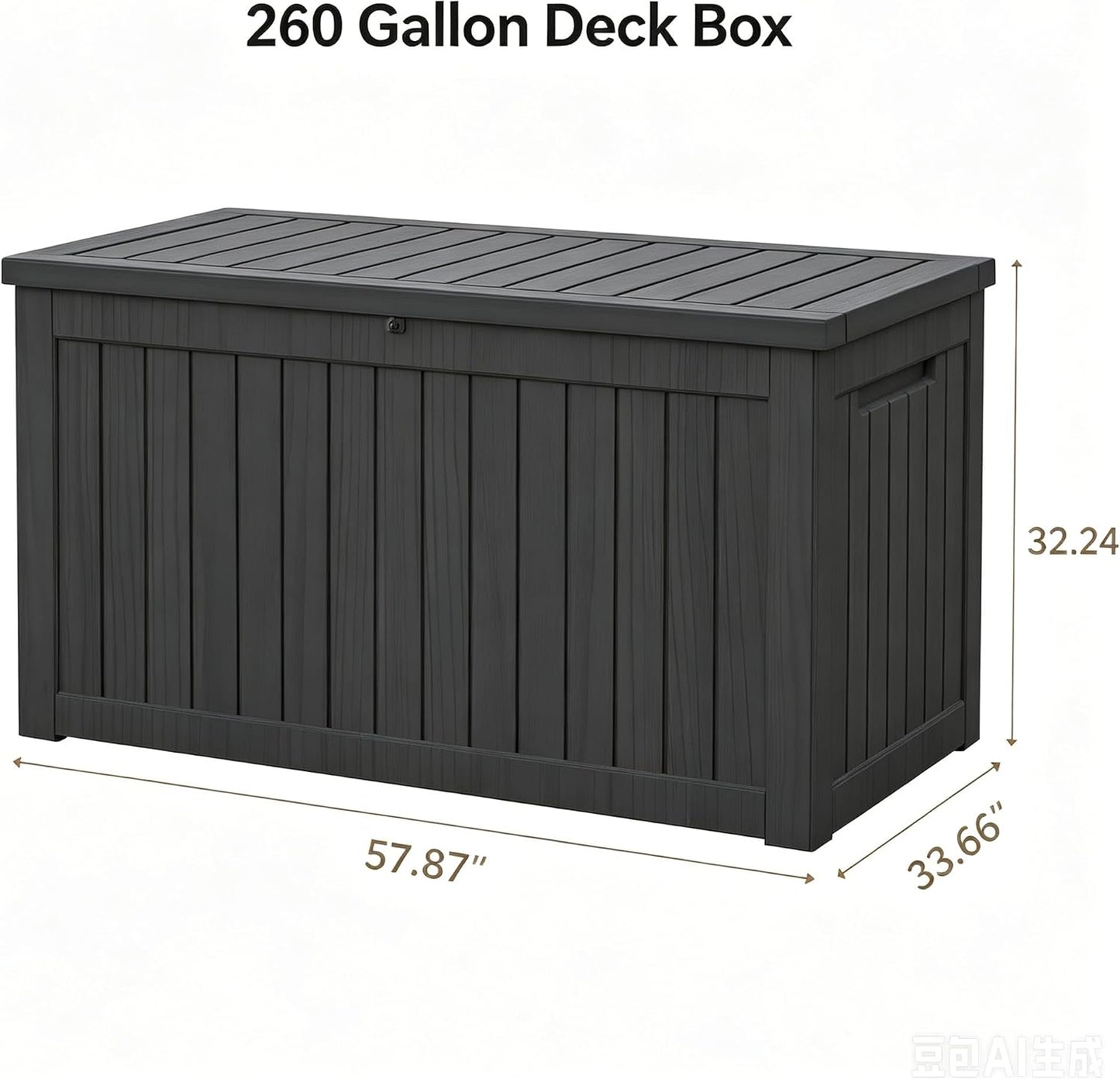LAUSAINT HOME 320 Gallon Resin Deck Box, Package Delivery Box with Lockable Lid, Waterproof Outdoor Storage Box For Garden Tools, Patio Cushions(320 Gallon,Black)
