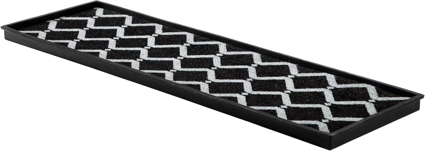 Anji Mountain Heavy Duty Waterproof Rubber Shoe Storage Mat Organizer/Boot Storage Tray Multi Use for Entryway with Coir, Tan Insert, Fits 4 Pair (46.5" Wide)