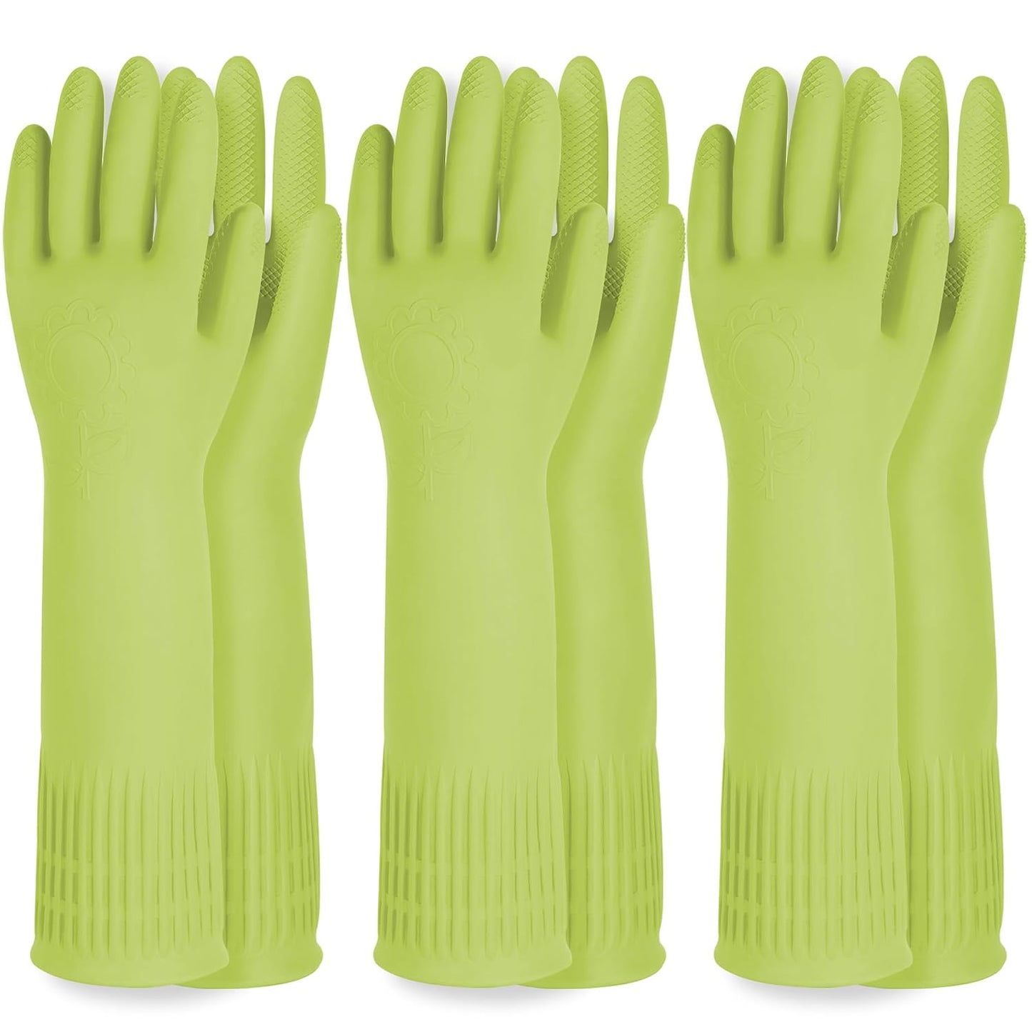 DABOGOSA Mamison 2 Pairs Reusable Waterproof Household Dishwashing Cleaning Rubber Gloves, Non-Slip Kitchen Glove (Pink, Medium (Pack of 2))