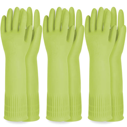 DABOGOSA Mamison 2 Pairs Reusable Waterproof Household Dishwashing Cleaning Rubber Gloves, Non-Slip Kitchen Glove (Pink, Medium (Pack of 2))