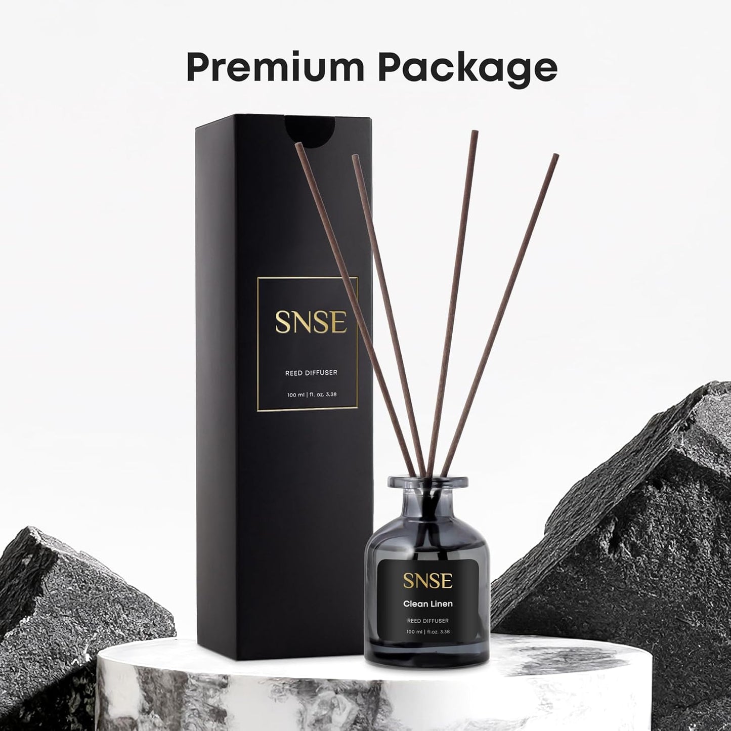 SNSE Clean Linen Reed Diffuser Set | 3.38 oz Scent Fragrance Oil Diffuser for Bedroom, Bathroom, Home Décor and Gift, Decorative Air Fresheners with Sticks