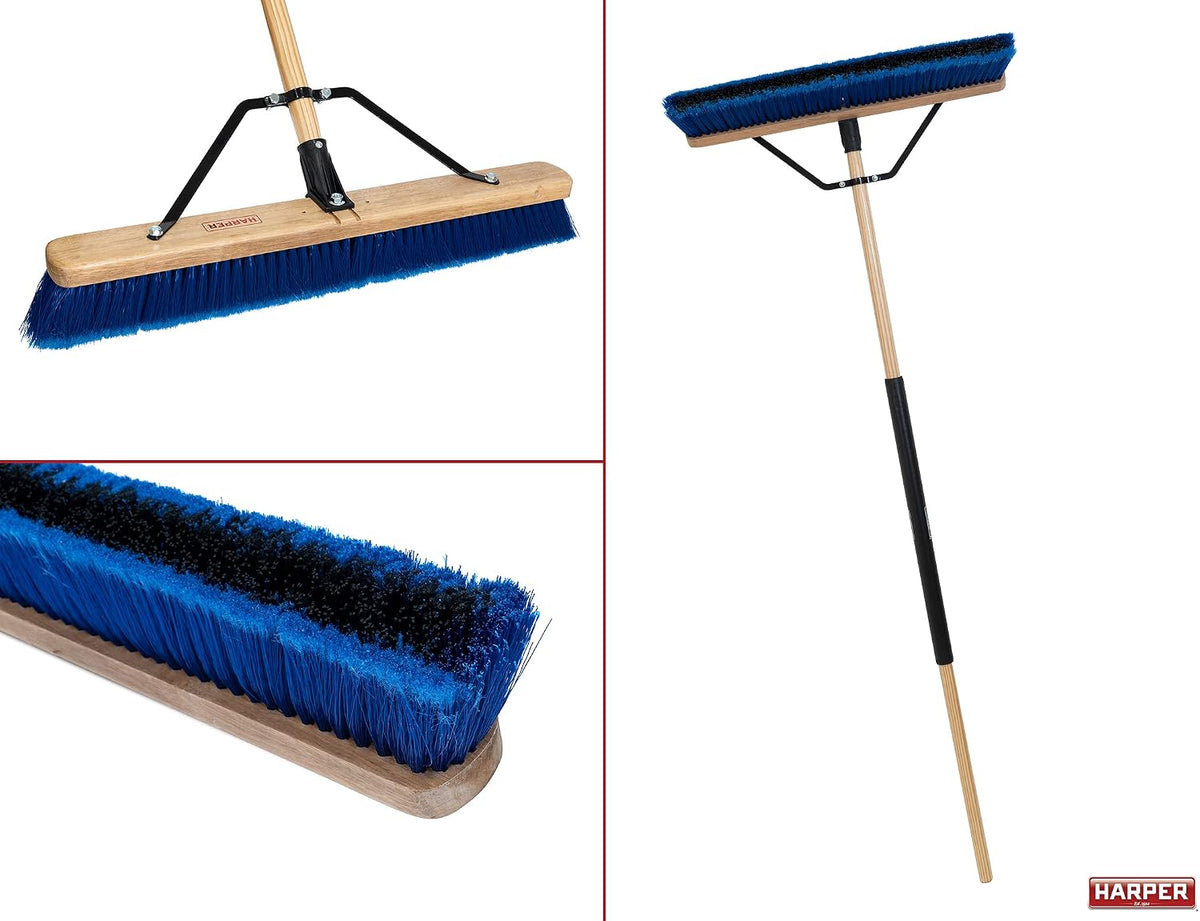 Harper 20201044 24 in. Indoor/Outdoor Dry All-Purpose Push Broom with Dual Bristles, for Dust, Gravel, Debris