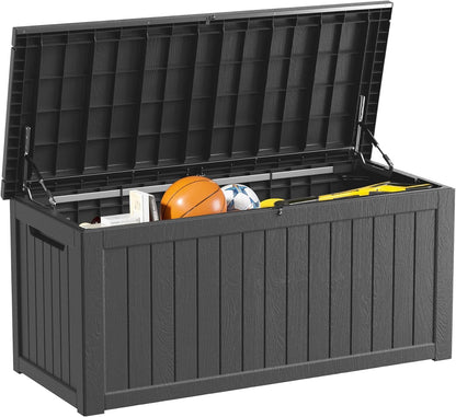 Outdoor Storage Box 325GAL Waterproof Resin Deck Box,Pool Accessories Supplies，UV-Resistant Lockable Package Delivery Bin for Garden Tools,Large Patio Outside Cushions,Chest,Furniture,Black