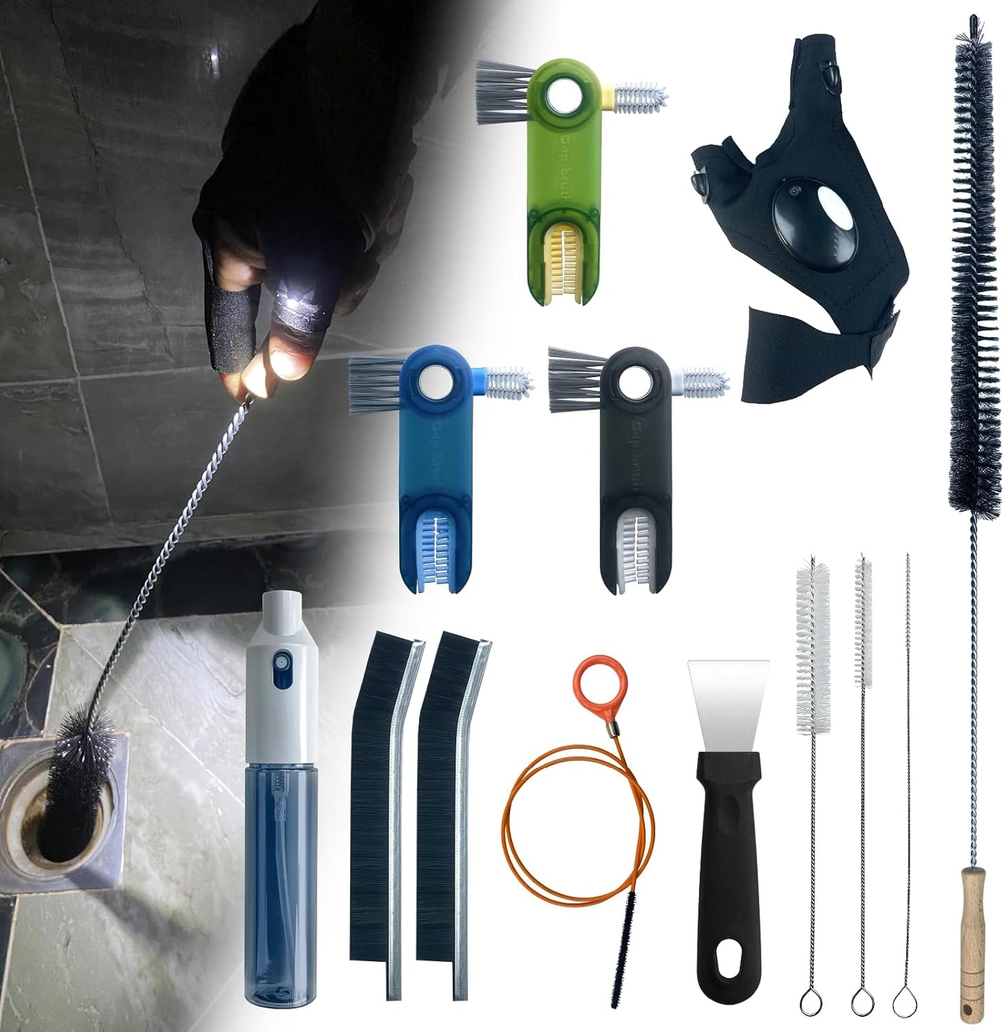 Crevice Cleaning Brush Set, Hard Bristle Small Scrub Brushes, Deep Cleaning Supplies for Kitchen, Bathroom, Grout, Bottle, Corners & Tight Spaces, 8Pcs