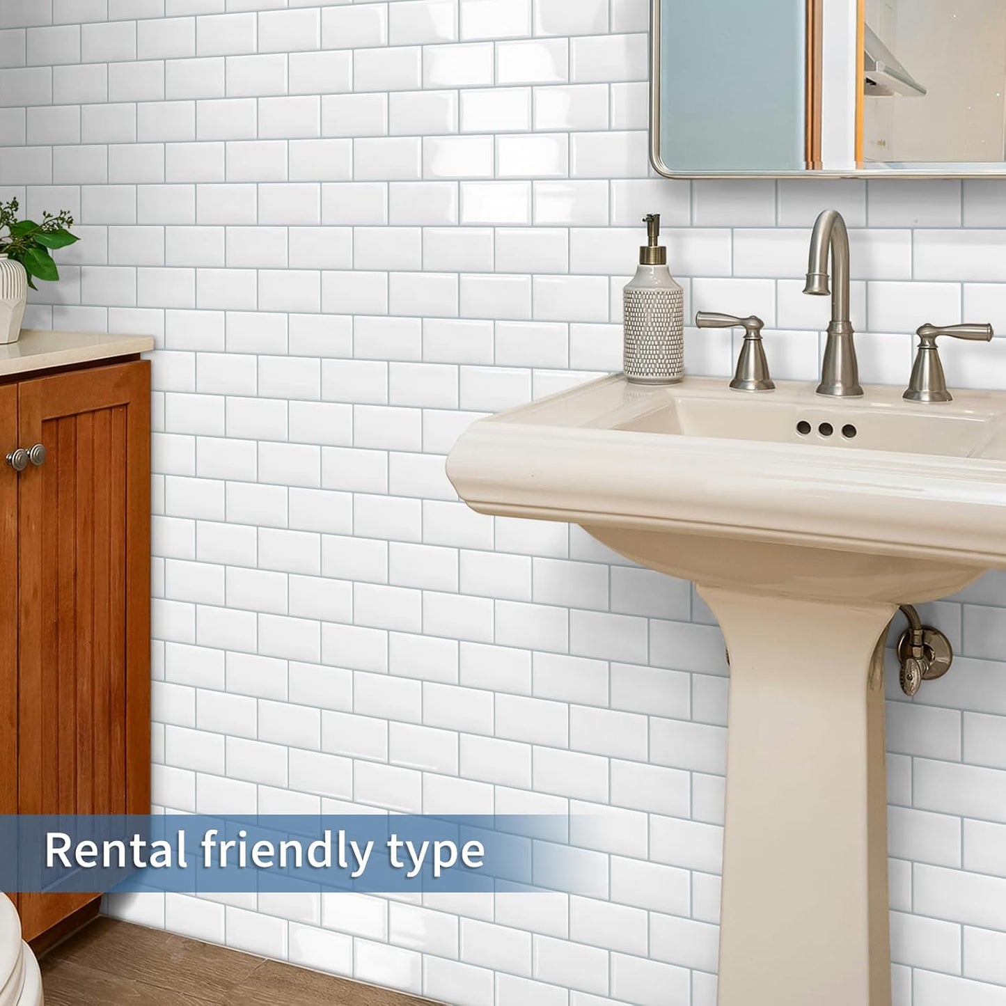 White Peel and Stick Backsplash Subway Tile 3D Brick Self Adhesvie Wall Tiles for Kitchen Bathroom Thick (10-Sheet, 12"×12") | Metro,Thick,Sticky,for Kitchen Splashbacks,Bathroom, (12"×12")