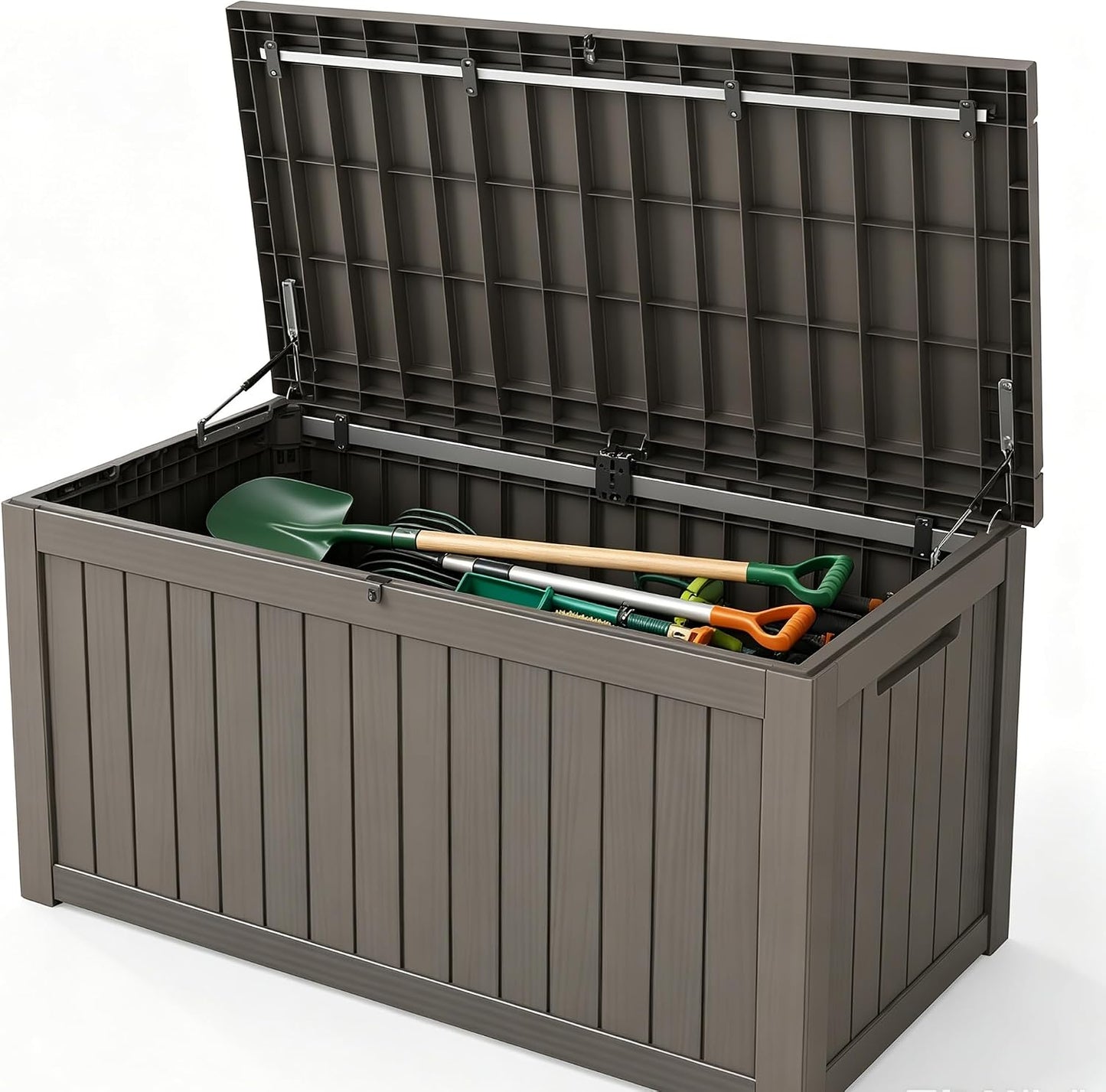 LAUSAINT HOME 320 Gallon Resin Deck Box, Package Delivery Box with Lockable Lid, Waterproof Outdoor Storage Box For Garden Tools, Patio Cushions(320 Gallon,Black)