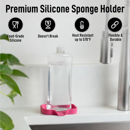 Zulay Kitchen (9x3.5in) Sponge Holder for Kitchen Sink - Flexible Heavy-Duty Multipurpose Sink Caddy - Counter Organizer for Kitchen, Bathroom, Makeup, Trinkets & More! (Grey)