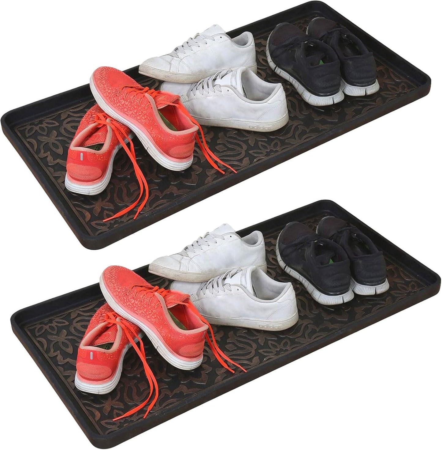 2 Packs Rubber Shoe Tray Wet Shoe Tray,Tray Wet Shoe Tray for Entryway Rubber Doormat Boot Tray,Snow Boot Pad Water Resistant Shoe Tray,Waterproof for All Weather Indoor Outdoor Use (2PCS)