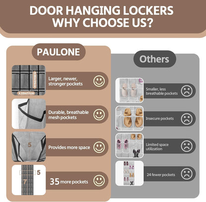 PAULONE 12 Pocket Over the Door Shoe Organizer,Reusable Breathable Large Mesh Bag Men's & Women's Sneaker Organizer,Shoe Organizer for Kids,Hanging Shoe Storage Hanging Bag (White)