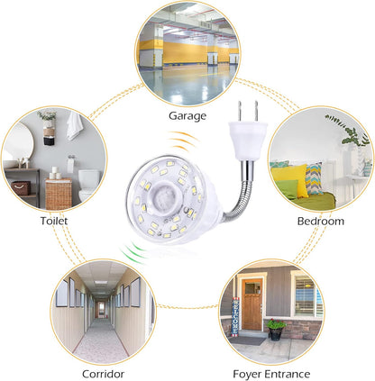 Yahenda 3 Pack Motion Activated LED Night Light Plug in Smart Dusk Dawn Sensor Light PIR Infrared Sensor Motion Detector Lamp Flexible Rotating for Hallway Stairway Garage Basement(Cool White)