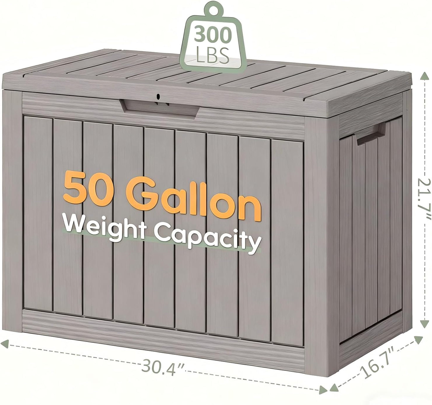 Outdoor Deck Storage Box,Resin Deck Boxes Indoor and outdoor, Waterproof Storage Box Lockable Lid (Black,50 Gallon)
