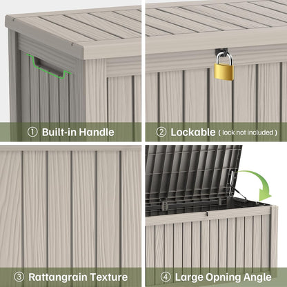 Outdoor Storage Box, 50 Gallon Waterproof Deck Storage Box, Lockable Patio Storage Bins for Package Delivery, Porch, Garden Tool, Cushions, Anti-Theft Weatherproof & UV-Resistant Parcel Drop Box