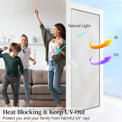 Niviy Frosted Glass Window Privacy Film Decorative, Static Cling Bathroom Window Frosting Film Day and Night Windows Cling Home Glass Door Cover, 17.5 inch x 78.7 inch