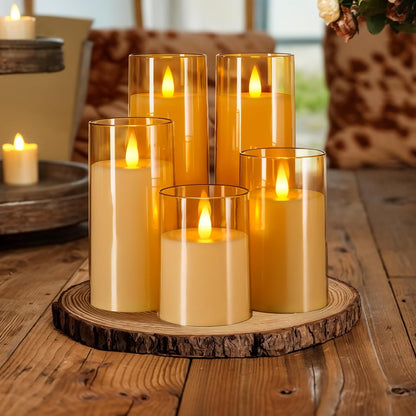 Homemory Realistic Flickering Battery Operated Candles, LED Fake Electric Candle with Remote Control and Timer, Flameless Candles for Home, Christmas Decoration, White, Set of 3