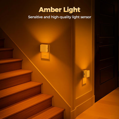 DORESshop LED Motion Sensor Night Light [2 Pack], Plug in Night Light, Dusk to Dawn Night Light Motion Sensor, 3 Level Brightness Adjustable Night Lights for Adults, Bedroom, Bathroom, Hallway, 3000K