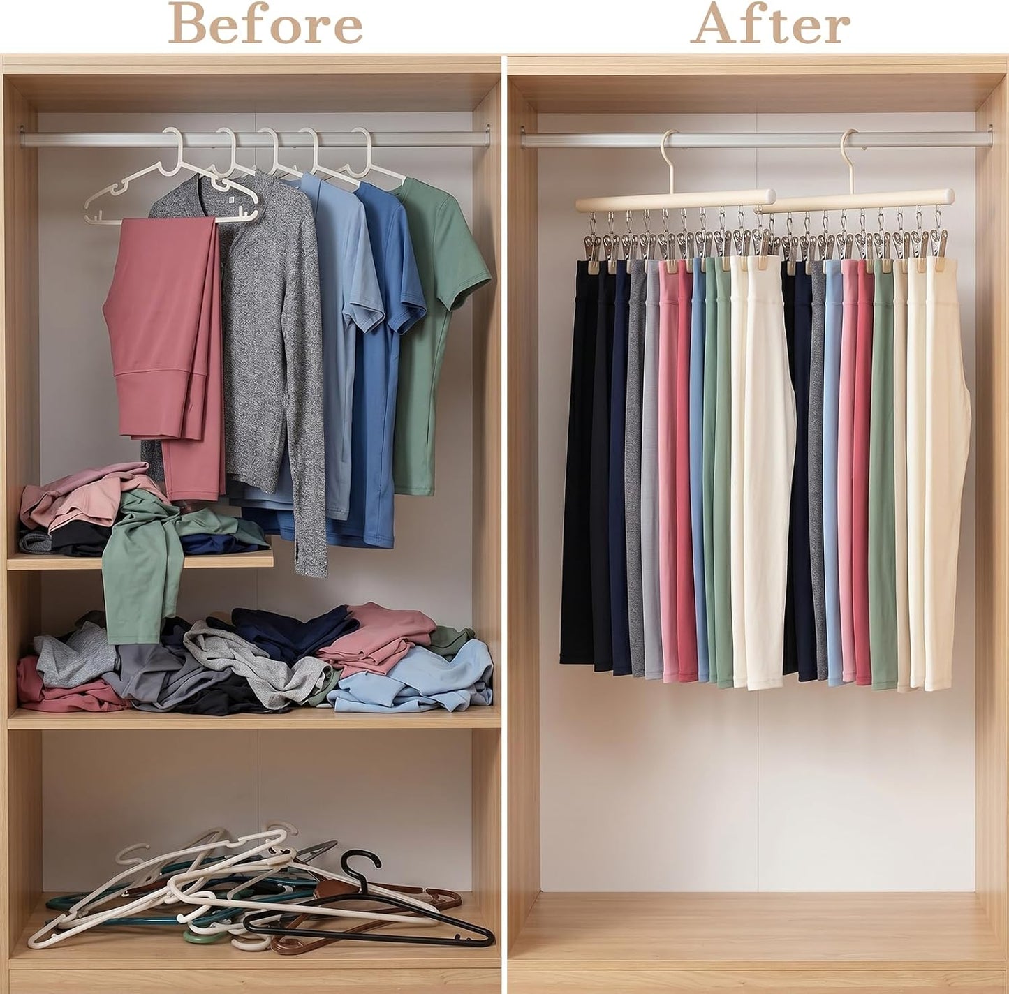 Soboto Stainless Steel Clothes Clips 2 Pack 10 Clip Closet Organizers and Storage Closet Organizer Rustproof Heavy Duty for Home Indoor Outdoor Laundry Organization