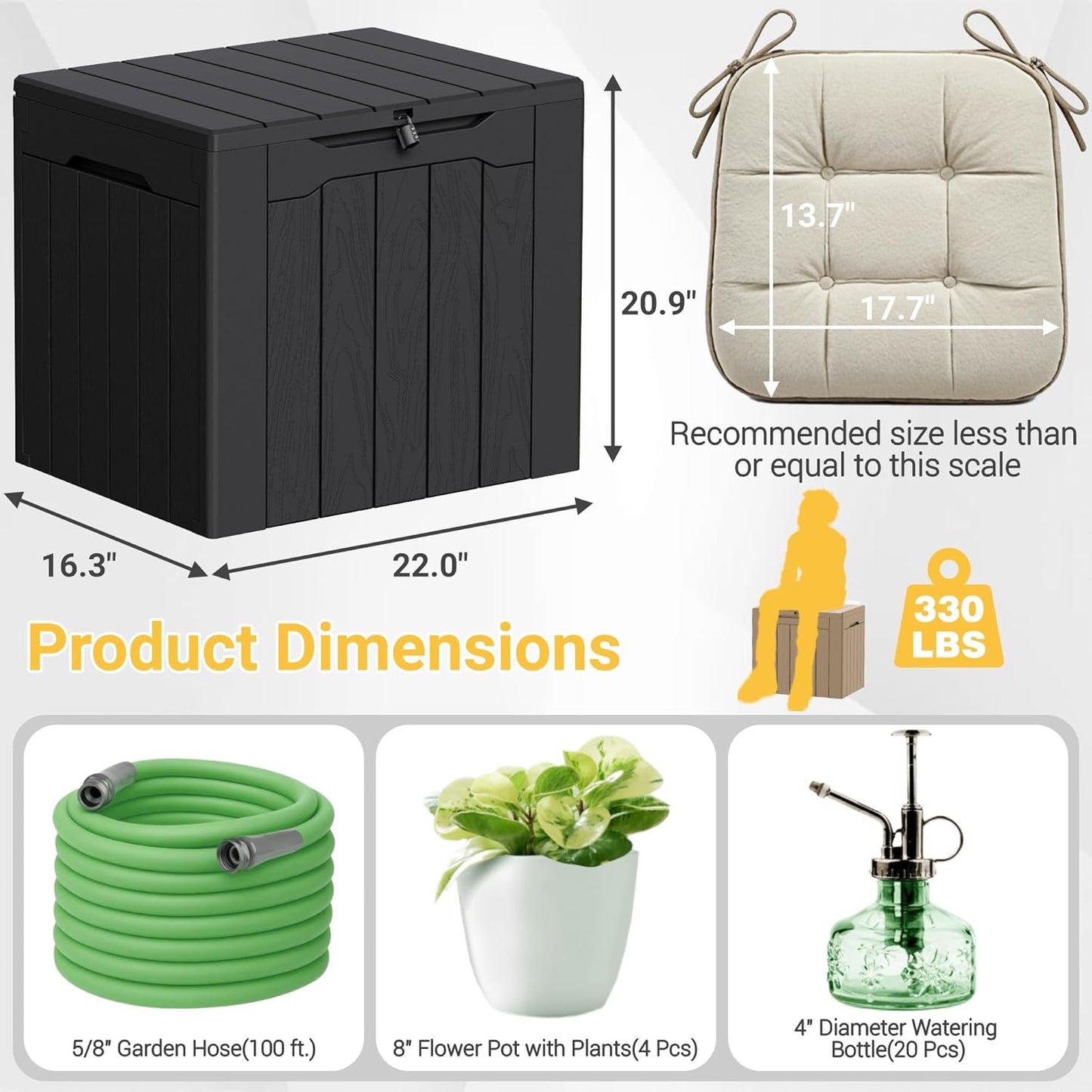 Greesum 31 Gallon Resin Deck Box All Weather Outdoor Storage Boxes for Patio Furniture Set,Outdoor Toys,Garden Tools,Black