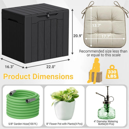 Greesum 31 Gallon Resin Deck Box All Weather Outdoor Storage Boxes for Patio Furniture Set,Outdoor Toys,Garden Tools,Black
