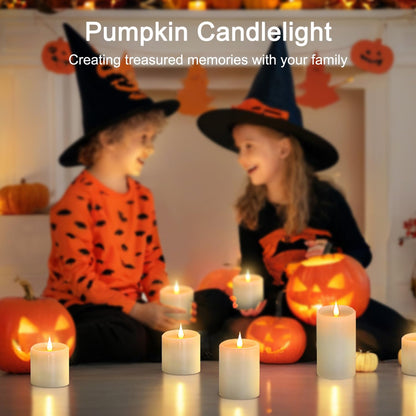 Flickering Flameless Candles with 3D Moving Flame, Real Wax Battery Operated Candles with Timer and Remote, Last 600+ Hours, 3" x 3" LED Fake Candles for Home Wedding Christmas Decor, 2 Pack
