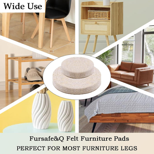 Fursafe&Q Felt Furniture Pads for Hardwood Floors - Self Adhesive Chair Felt Pad, Furniture Feet Floor Protectors, Furniture Sliders Protect from Nicks and dents, Anti Scratch 136 Pcs Beige Square