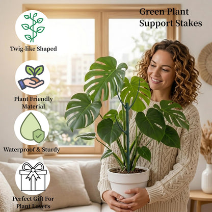 26Pcs Plant Support Combo, 5Pcs Stackable Monstera Plant Stakes Trellis+ 20Pcs Garden Clips + 1Pcs Ties, Moss Pole Alternative for Indoor Outdoor Climbing Vines Houseplants