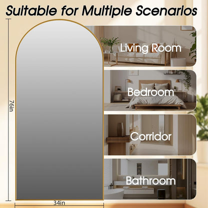 59"x16" Floor Mirror Full Length, Arched Full Length Mirror with Stand, Full Body Mirrors for Bedroom Living Room or Cloakroom Gold