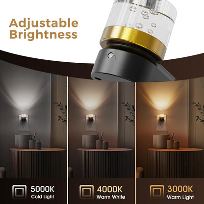 L LOHAS LED Night Light, Bubble Night Lights Plug into Wall,2 Pack 3000K/4000k/5000K Adjustable Color Temperature Night Light,Dimmable Nightlights with Dusk to Dawn Sensor for Rooms Bathroom Hallway