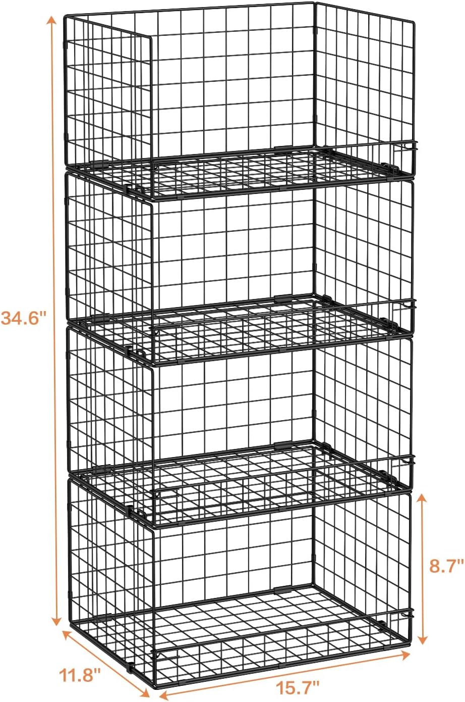Yociyoga 4-Tier Stackable Closet Organizers and Storage Shelves, Foldable Closet Shelf Organizer, Black(Patent Protection)(Patent No. 30022416)
