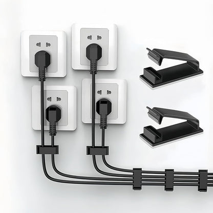 50packs Self Adhesive Cable Management Clips,32.5mm/1.28in Black Durable Wire Organizers Cord Holder for TV, PC, Laptop, Ethernet, Desktop, Home, and Office