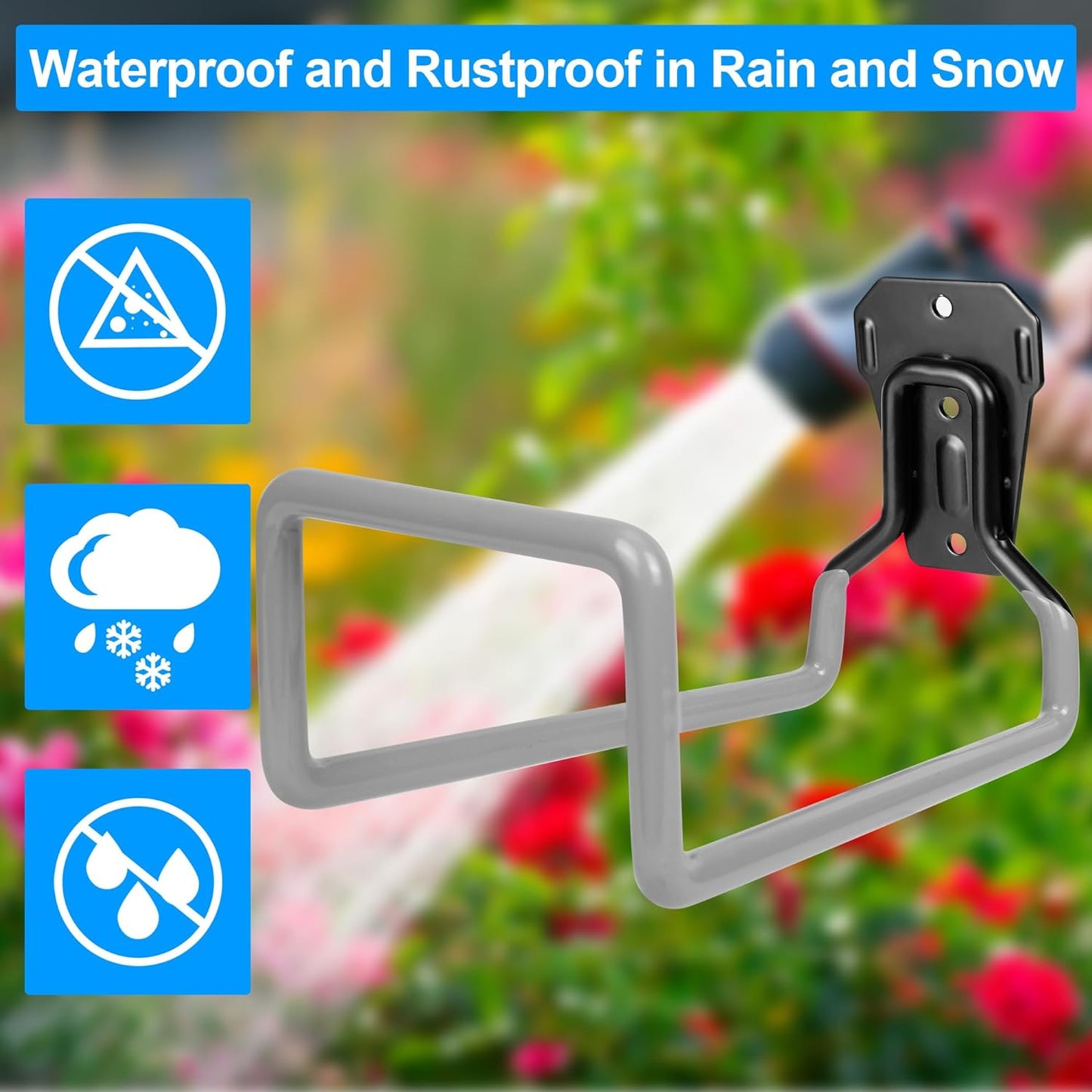 PeoMev 2pcs Heavy Duty Hose Hanger Garden Hose Storage Black Water Hose Holders for Outside Wall Mount Garden Hose Reel Hose Stand