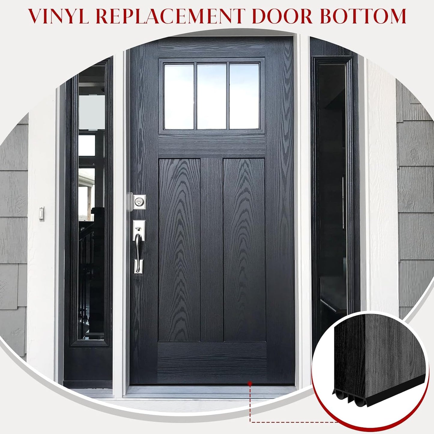 2 Pcs 36" Double Bubble Kerf Door Sweep, 1-3/4" Wide Weatherstrip Seal for Exterior Doors, Draft Stopper for Energy Saving, Windproof & Dustproof Door Bottom Seal