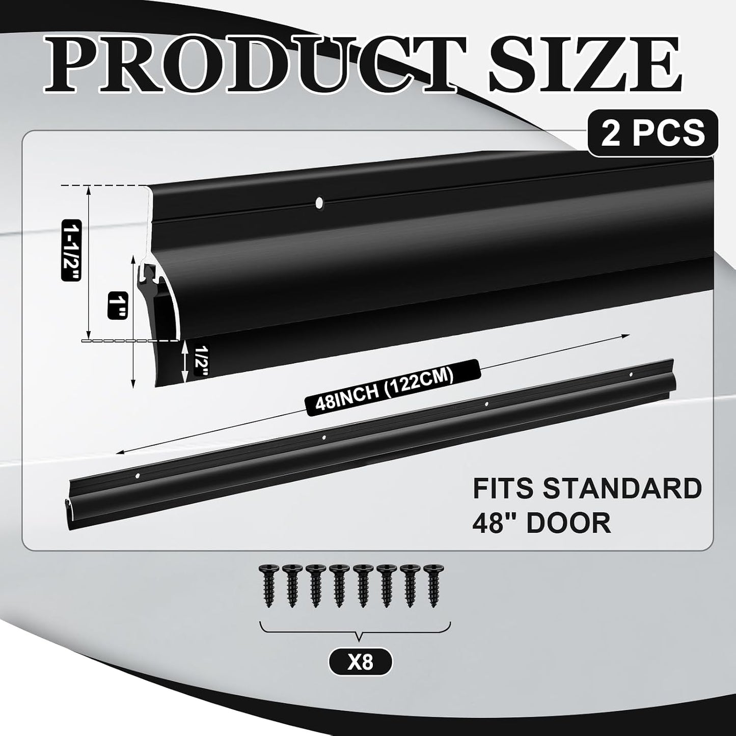 Hicarer 1 Pcs Door Bottom Sweep with Rain Drip 0.5625" W x 2" H x 36" L, Sliver Exterior Door Rain Drip Guard, Bottom Weather Stripping, Mill Finish Aluminum with Vinyl Insert