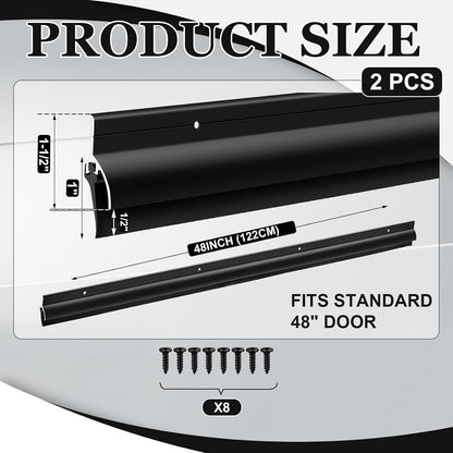 Hicarer 1 Pcs Door Bottom Sweep with Rain Drip 0.5625" W x 2" H x 36" L, Sliver Exterior Door Rain Drip Guard, Bottom Weather Stripping, Mill Finish Aluminum with Vinyl Insert