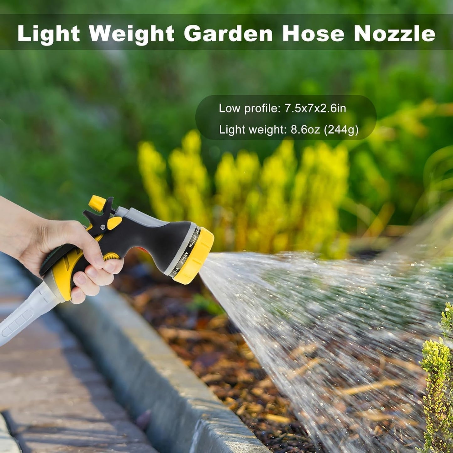 Garden Hose Nozzle with Adjustable 10 Watering Patterns, Water Hose Nozzle Sprayer with Slip Resistant,High Pressure Garden Hose Spray Nozzle for Plants & Lawns Watering,Car Washing and Pet Showering