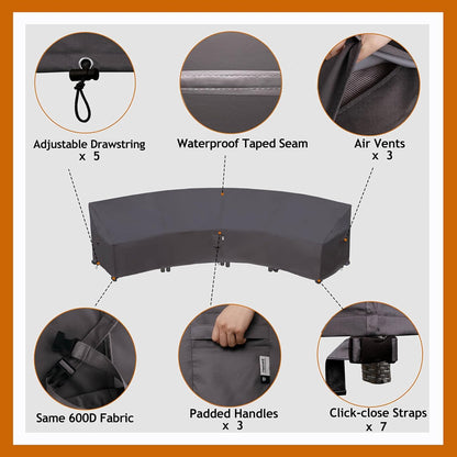 Patio Deck Box Cover, 63x30 Inch Fire Pit Covers with Straps and Handles, Waterproof Heavy Duty Outdoor Furniture Winter Cover for Keter, Suncast, Lifetime Container
