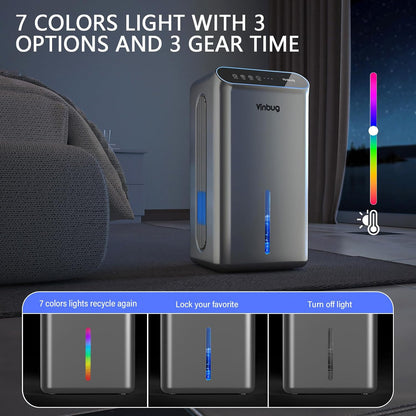 Dehumidifier for Home (98 OZ, 1000 sq ft), Small Quiet Dehumidifiers with Drain Hose, Auto Shut-Off, Sleep Mode, 3 Timer Modes, for Bedroom, Bathroom, Basement (CT6-Deep Black)