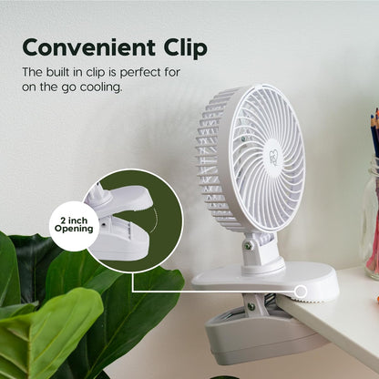 IRIS USA WOOZOO 3.5" Cordless Portable Clip On Fan, USB-C Rechargeable Fan, LED Light, Mosquito Repellent Tray, 360° Tilt, 3 Speeds,Bedside Kitchen Camping Golfing Outdoor Use, Black
