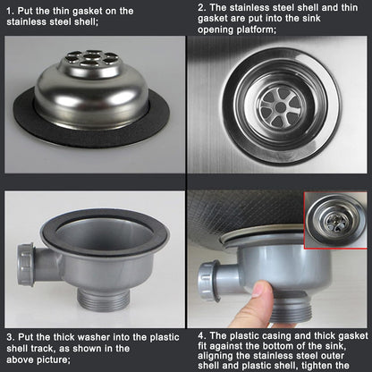 Stainless Steel Sink Drain Filter Removable Strainer with Overflow Hose, Anti Clogging Kitchen Bathroom Drain Stopper Mesh Hair Catcher