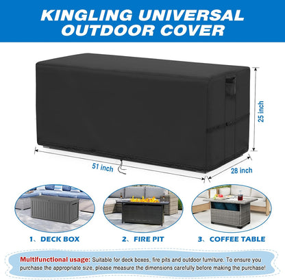 Kingling Deck Box Cover, Outdoor Storage Box Cover for Keter 30 Gallon Deck Box Waterproof Outside Patio Storage Bench Deck Boxes Covers Black (23" L x 18" W x 22" H inch)
