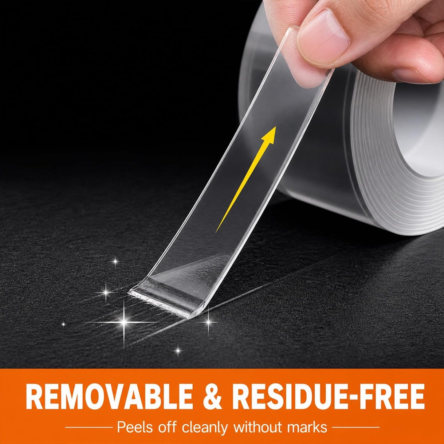 Double Sided Nano Tape, Clear, Removable, No Residue, Reusable, 300cm/9.85 Ft Roll, for Wall Hanging, Posters, Carpet, Home Decoration 4pack