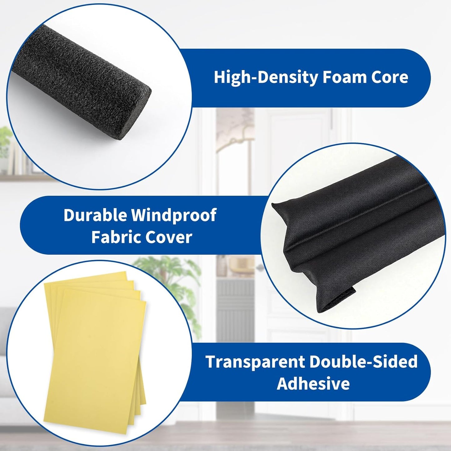 Under Door Draft Blocker, Adjustable Door Draft Stopper for Bottom of Doors, Double-Sided Block Fits 29" to 36" Doors, Block Cold Air, Noise and Dust, Easy to Install, Ideal for Home and Apartment