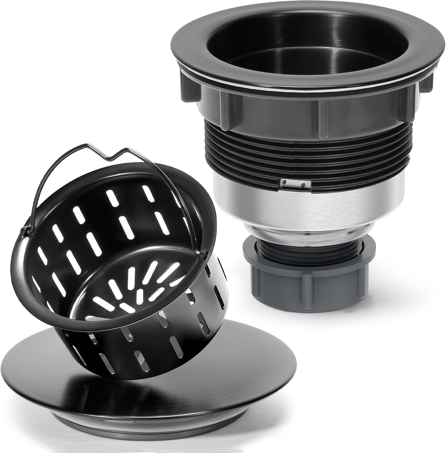 BOTEMY Kitchen Sink Drain Assembly with Removable Deep Basket Strainer, Anti-Clog Sink Drain Kit, Stainless Steel & ABS, Easy Clean Lift-Out Strainer, Fits Standard 3-1/2 Kitchen Sinks - Brushed